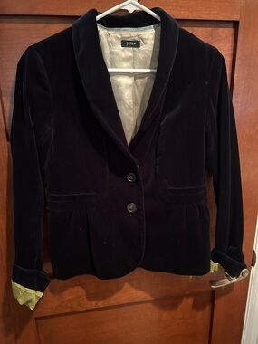 J. Crew Velvet Blazer in Dark Navy with Light Lining